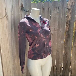 Vintage Marc Jacobs Tie-Dye Zip-Up Hoodie with Embroidered flower design XS